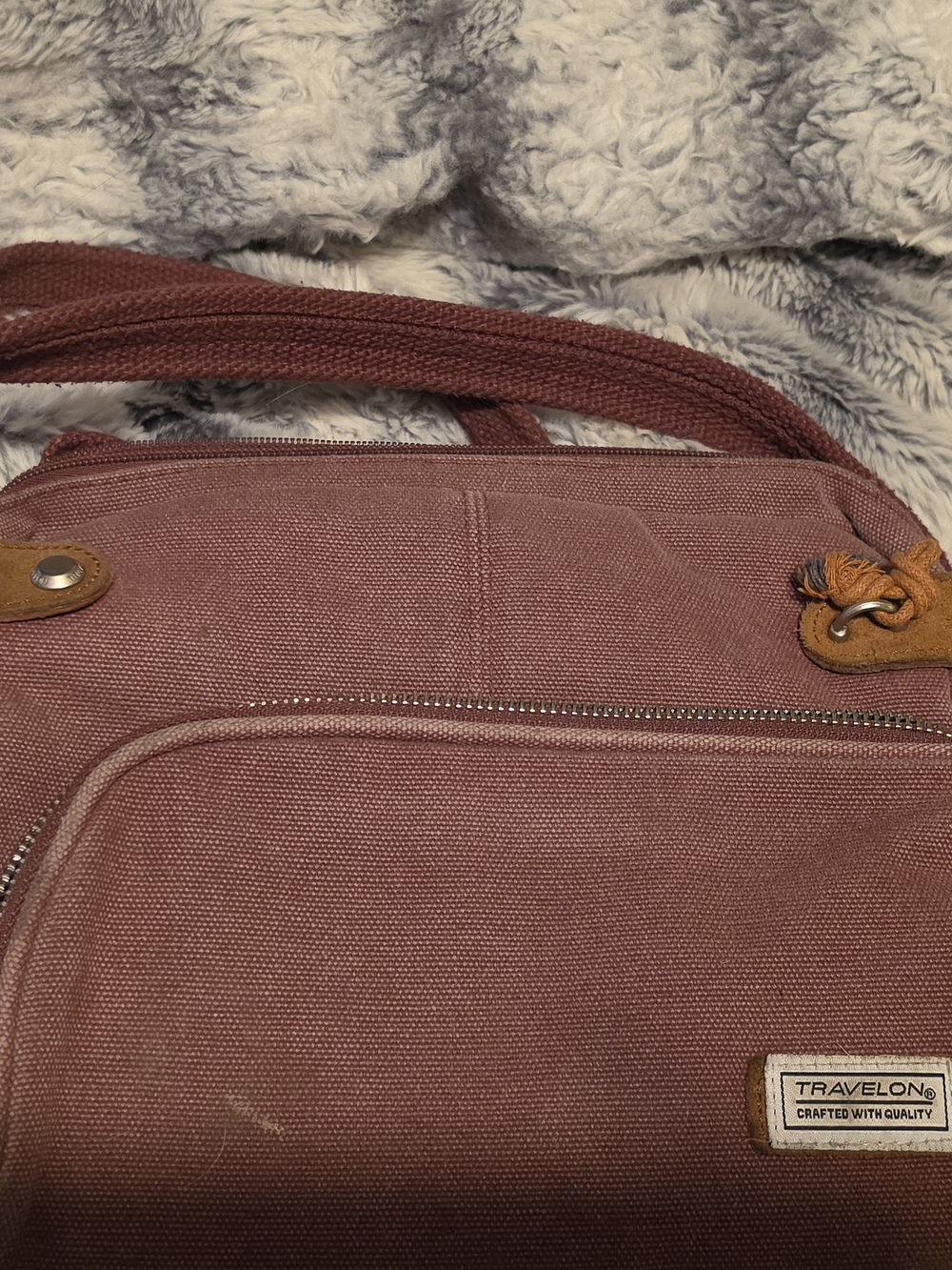 Travelon Rose Canvas Travel Tote with Leather Trim